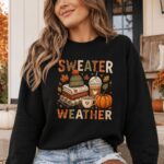 Sweater Weather Sweatshirt, Autumn Pumpkin Clothing, Cozy Sweatshirt Fall