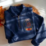 Embroidered Pumpkin Monogram Quarter Zip Sweatshirt - Image 6