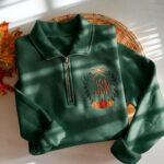 Embroidered Pumpkin Monogram Quarter Zip Sweatshirt - Image 5