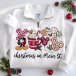 Embroidered Christmas On Main Street Quarter Zip Sweatshirt - Image 4