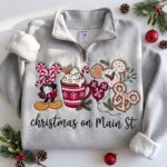 Embroidered Christmas On Main Street Quarter Zip Sweatshirt - Image 3
