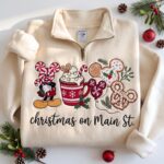 Embroidered Christmas On Main Street Quarter Zip Sweatshirt - Image 5