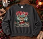 Vintage Christmas Deer Sweatshirt, Retro Holiday Crewneck - Image 4
