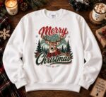 Vintage Christmas Deer Sweatshirt, Retro Holiday Crewneck - Image 3
