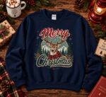 Vintage Christmas Deer Sweatshirt, Retro Holiday Crewneck - Image 6