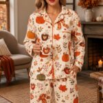 Fall Pajamas for Women, Pumpkin Print Sleepwear, Autumn Loungewear Set, Thanksgiving Pjs - Image 5