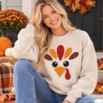 Turkey Face Sweatshirt, Vintage Thanksgiving Crewneck - Image 3
