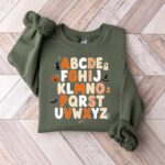 Alphabet Halloween Sweatshirt, Teacher Halloween Crewneck - Image 5