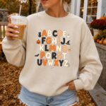 Alphabet Halloween Sweatshirt, Teacher Halloween Crewneck - Image 3