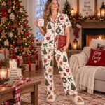 Christmas Pajama Set, Gingerbread Tree Holiday Pajamas, Cozy Sleeve Sleepwear, Festive PJ Set - Image 3