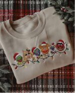 The Muppets Christmas Embroidered Sweatshirt, Kermit Miss Piggy Fozzie Holiday Lights Crewneck