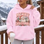 Retro Santa Christmas Hoodie, Vintage Merry Christmas Hoodie, Santa Claus Holiday Hoodie - Image 4