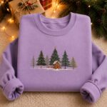 Christmas Tree Embroidery Sweatshirt, Winter Cabin Embroidery, Holiday Sweatshirt - Image 4