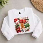 Preppy Christmas Doodles Sweatshirt, Merry Christmas Collage Sweater, Gingerbread Cocoa Jumper - Image 2