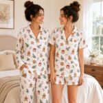 Christmas Gingerbread Pajama Set for Women, Satin Short & Long Sleeve PJs - Image 2