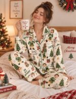 Elf North Pole Holiday Pajama Set for Women, Festive Holiday Sleepwear - Image 3