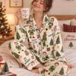 Elf North Pole Holiday Pajama Set for Women, Festive Holiday Sleepwear