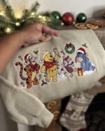 Winnie the Pooh & Friends Christmas Embroidered Sweatshirt, Tigger Piglet Eeyore Holiday Crewneck