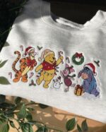 Winnie the Pooh & Friends Christmas Embroidered Sweatshirt, Tigger Piglet Eeyore Holiday Crewneck - Image 2
