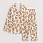 Christmas Gingerbread Pajamas Set, Gingerbread Man Pjs, Christmas Tree Sleepwear, Holiday Pajamas - Image 2