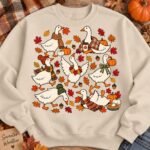 Thanksgiving Goose Sweatshirt, Retro Fall Goose Crewneck, Cozy Season Sweater - Image 4