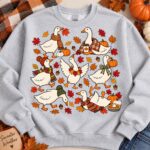 Thanksgiving Goose Sweatshirt, Retro Fall Goose Crewneck, Cozy Season Sweater - Image 3