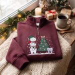 Embroidered Christmas Teeth Quarter Zip Sweatshirt, Dental Squad Sweatshirt - Image 4