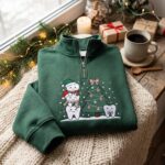 Embroidered Christmas Teeth Quarter Zip Sweatshirt, Dental Squad Sweatshirt - Image 6