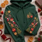 Christmas Candy Embroidered Hoodie, Christmas Gift Hoodie, Merry Xmas Crewneck - Image 3