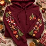 Christmas Candy Embroidered Hoodie, Christmas Gift Hoodie, Merry Xmas Crewneck