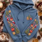 Christmas Candy Embroidered Hoodie, Christmas Gift Hoodie, Merry Xmas Crewneck - Image 4
