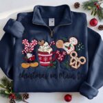 Embroidered Christmas On Main Street Quarter Zip Sweatshirt - Image 2