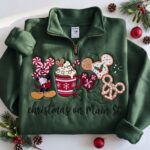Embroidered Christmas On Main Street Quarter Zip Sweatshirt - Image 6
