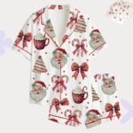Retro Christmas Pajama Set - Santa Tree Candy Cane Sleepwear - Image 2