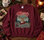 Vintage Christmas Deer Sweatshirt, Retro Holiday Crewneck - Image 7