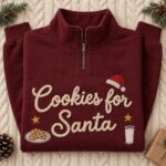 Cookies for Santa Embroidered Christmas Quarter Zip, Cozy Holiday Half Zip Sweatshirt - Image 3