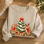 Woodland Animals Christmas Sweatshirt, Cute Deer Reindeer Tree Jumper, Festive Forest Xmas Top - Image 4