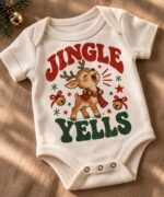 Funny Christmas Baby Bodysuit, Baby Christmas Outfit, Vintage Reindeer Bodysuit - Image 2