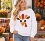 Turkey Face Sweatshirt, Vintage Thanksgiving Crewneck - Image 2