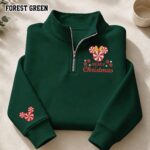 Embroidered Merry Christmas Quarter Zip Sweatshirt, Mickey Sweatshirt