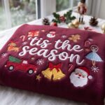 Embroidered Christmas Tis The Season Sweatshirt, Xmas Girly Coquette Shirt - Image 3