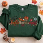 Embroidered HalloThanksMas Sweatshirt, Halloween Thanksgiving Christmas Holiday Shirt - Image 4