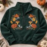 Embroidered Book Lover Sweatshirt, Fall Quarter Zip - Image 5