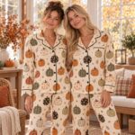 Pumpkin Pajama Set, Fall Pajamas, Autumn Halloween Sleepwear, Thanksgiving PJs - Image 4