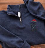 Embroidered Havanese Xmas Lights Quarter Zip Sweatshirt - Image 3