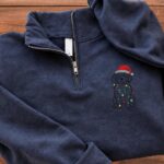Embroidered Havanese Xmas Lights Quarter Zip Sweatshirt