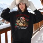 Christmas Baking Cat Hoodie, Funny Kitten Baker Hoodie, Vintage Holiday Bakery Pullover - Image 2
