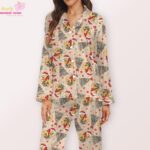 Christmas Bear Pajama Set for Women, Holiday Cartoon Print Sleepwear, Festive Tree Pajamas - Image 4
