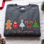 Embroidered Cozy Christmas Season Sweatshirt, Christmas Santa Nutcracker Apparel