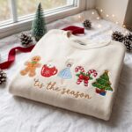 Embroidered Cozy Christmas Season Sweatshirt, Christmas Santa Nutcracker Apparel - Image 4